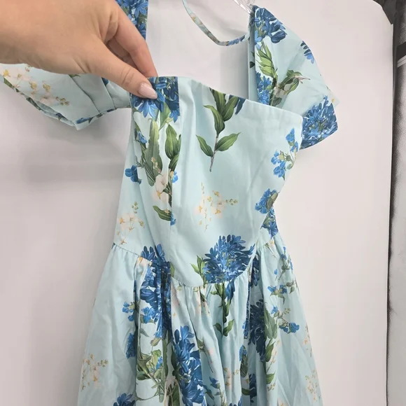 MESTIZA Odette Convertible Midi Dress blue floral size 8